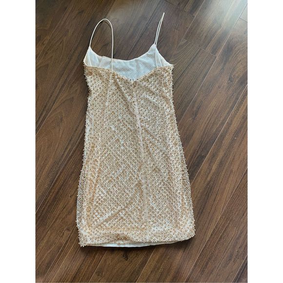 Oh Polly 4 beaded gold sparkle mini bodycon dress - Picture 7 of 9